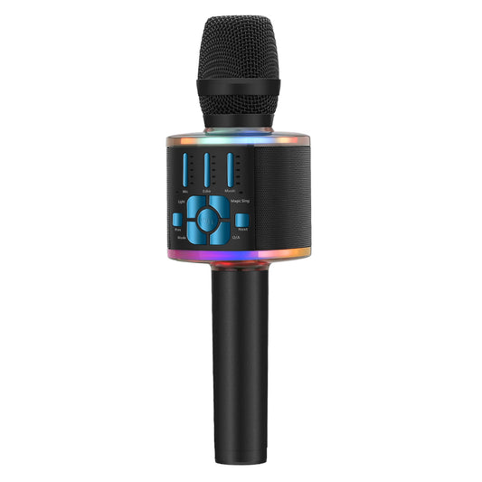 BONAOK 2021 Wireless Bluetooth Karaoke Microphone with Magic Voice, Portable Handheld Mic and Speaker Machine for Home Party Birthday PC/All Smartphones(Blue)