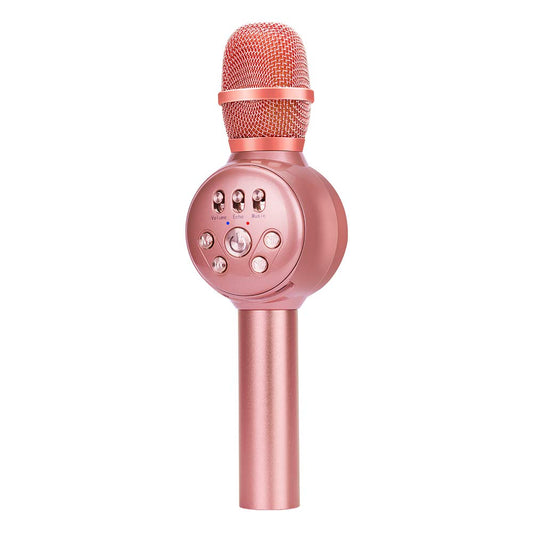 BONAOK Wireless Bluetooth Karaoke Microphone with Dynamic LED Light, Portable Handheld Magic Sound Karaoke Mic Home Party Birthday for iPhone/Android/iPad/PC/Sony(Rose Gold)