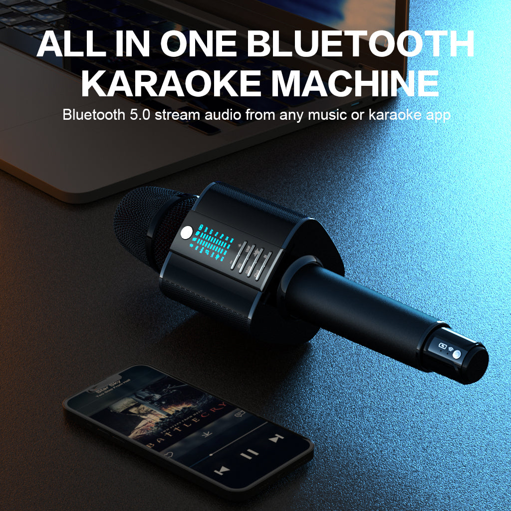 BONAOK Karaoke Microphone,2022 Version Bluetooth Wireless UHF Karaoke Mic Speaker, Portable Handheld Karaoke Machine Compatible with Car/Phones/PC G20 Black