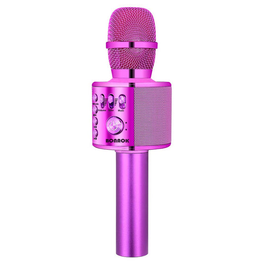 BONAOK Wireless Bluetooth Karaoke Microphone,3-in-1 Portable Handheld Karaoke Mic Speaker Machine Birthday Home Party for PC or All Smartphone (Q37 Purple)