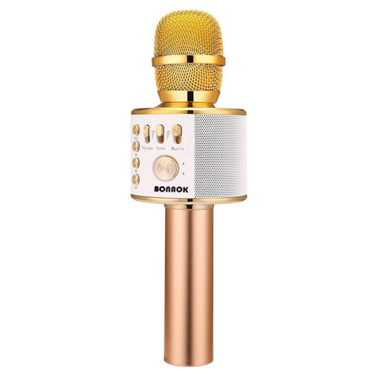 BONAOK Wireless Bluetooth Karaoke Microphone,3-in-1 Portable Handheld Karaoke Mic Speaker Machine Home Party Birthday for All Smartphones (Q37 Gold)