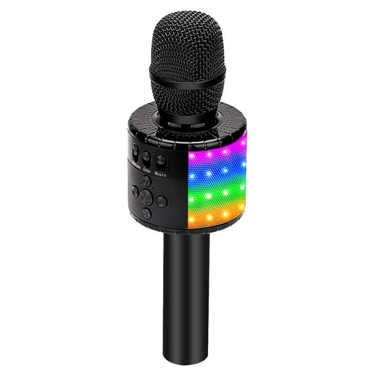 BONAOK Wireless Bluetooth Karaoke Microphone with Controllable LED Lights, Portable Handheld Karaoke Speaker Machine Birthday  Home Party for Android/iPhone/PC or All Smartphone(Q78 Black)