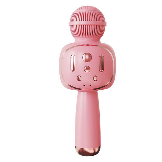 BONAOK Kids Wireless Bluetooth Karaoke Microphone，5 in 1 Handheld Portable Singing Machine for Christmas Home Birthday Party Christmas Toys Gift with Magic Voices & Colorful Lights (V11L Pink)